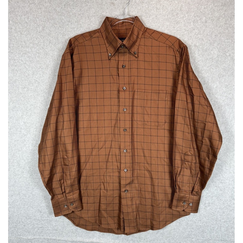 Scott Barber Shirt Mens Medium‎ Windowpane Plaid Button Up Long Sleeve Casual